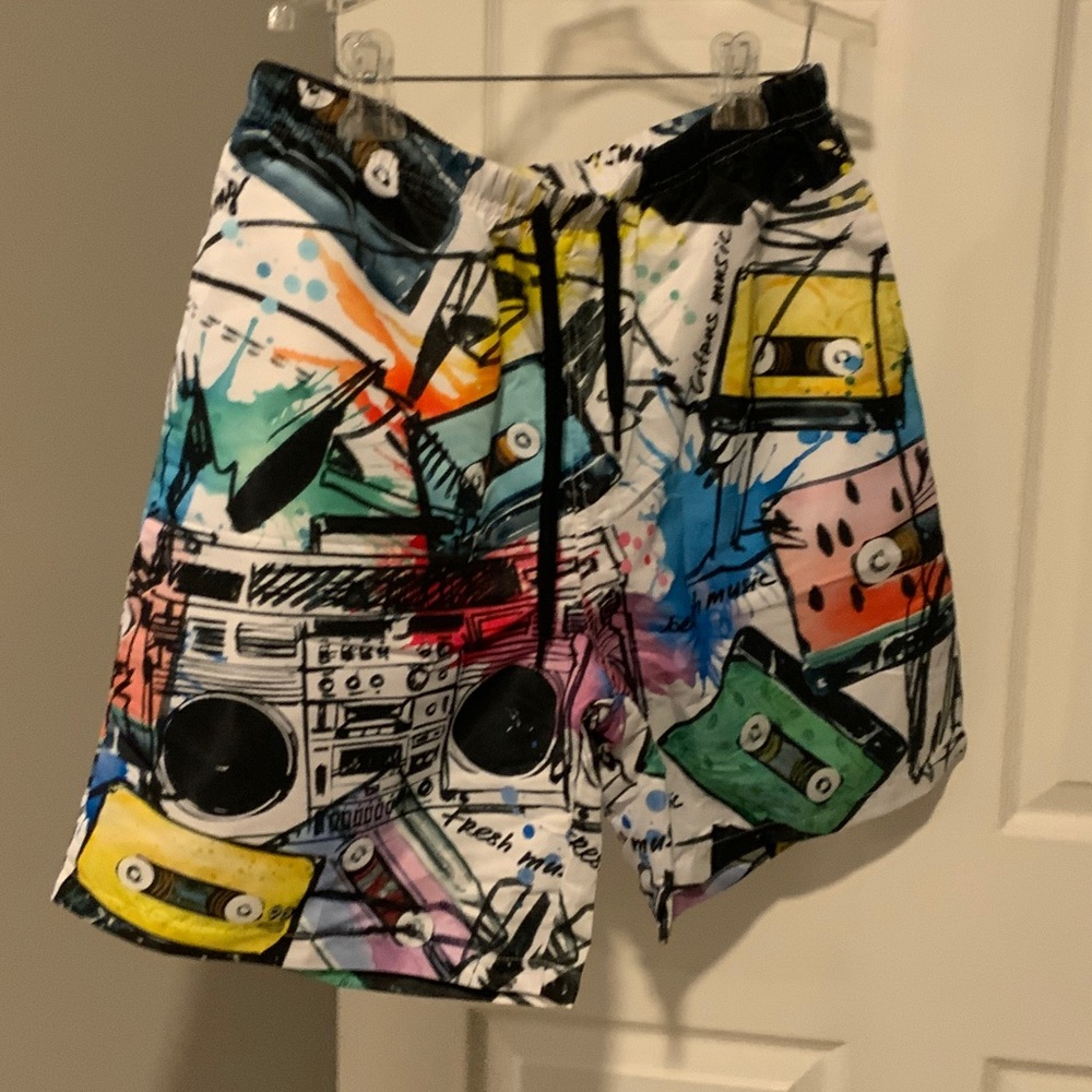Vibrant Graphic Men's Swim Trunks
